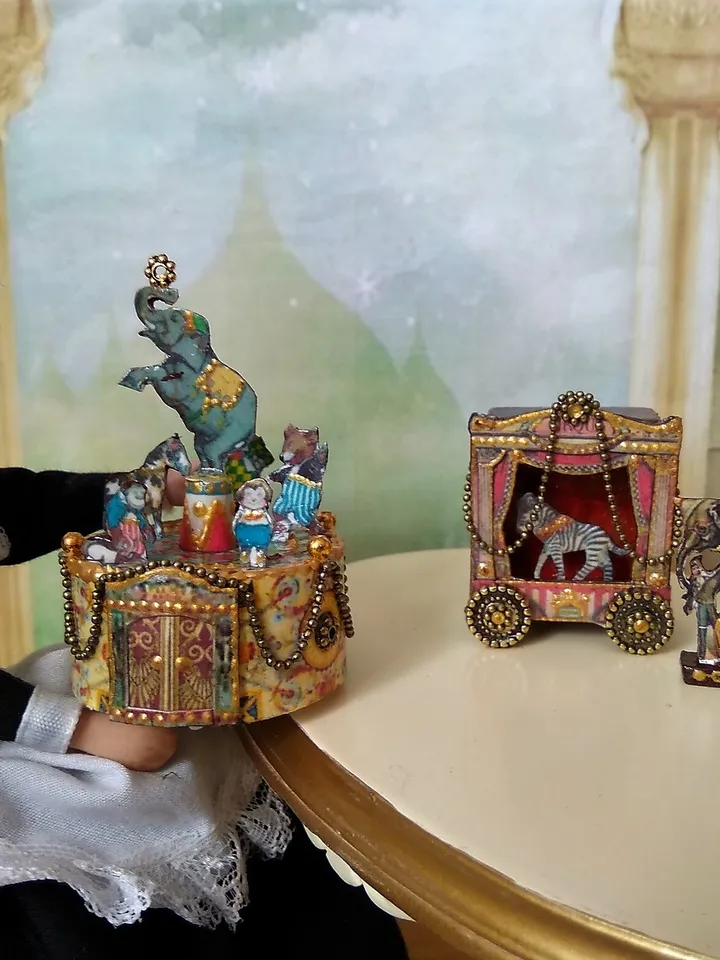 Doll circus. Animals in circus.Circus with zebra.1:12 scale.