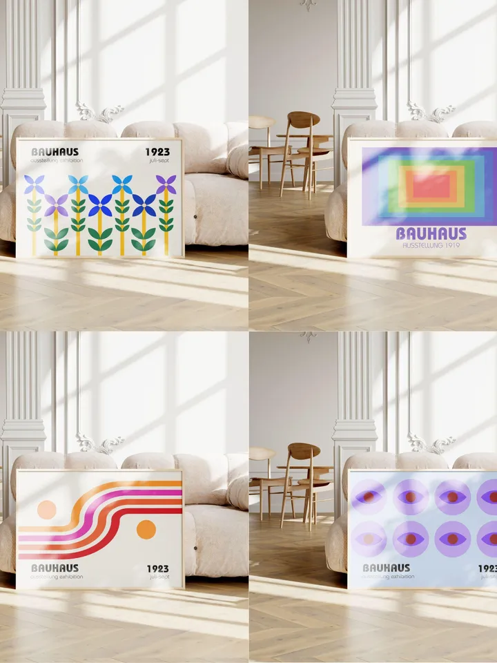 Bauhaus Horizontal Art set of 500 premium printable wall art prints mid century modern minimalist abstract geometric bundle digital download