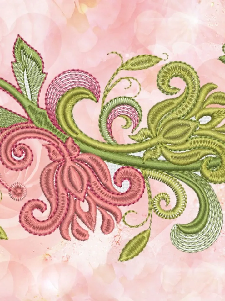 Splicing of two fabrics Petals of my heart set Embroidery Design