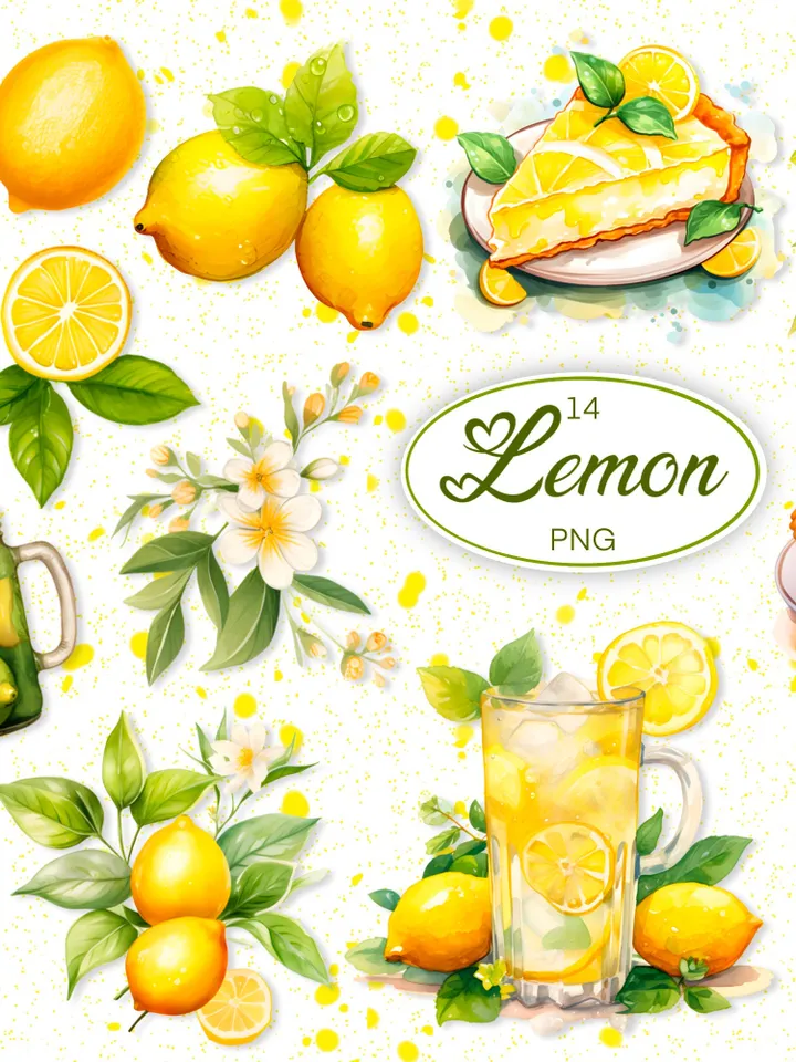 Lemon PNG clipart, Lemonade Transparent PNG illustration, Lemon T-shirt design, Lemon stickers design, Lemon design