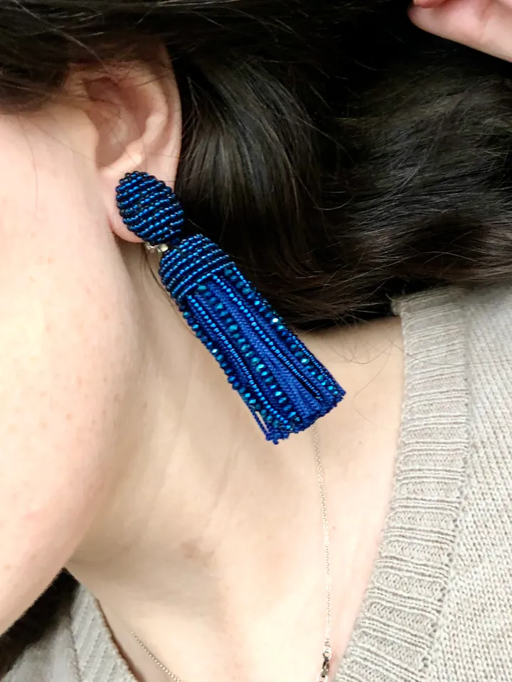 Short Tassel Beaded Earrings clip-on
