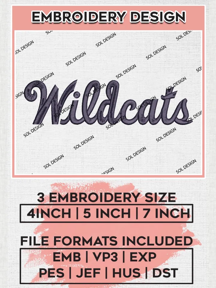 Kansas State Wildcats Team Word Logo Embroidery Design Files, NCAA Kansas State Wildcats Machine Embroidery, NCAA Teams, 3 sizes, NCAA Machine embroidery designs, Digital Download