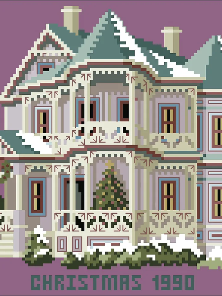 Vintage Cross Stitch Pattern Victorian House Counted Digital Download PDF