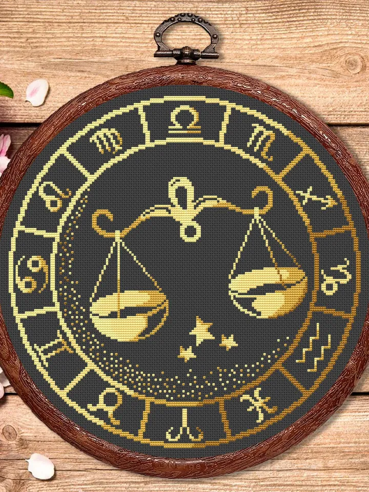 Libra Cross Stitch Pattern, Zodiac Cross Stitch, Embroidery Zodiac, Libra Pattern, Signs of the Zodiac Pattern, Modern Cross Stitch #zdc007
