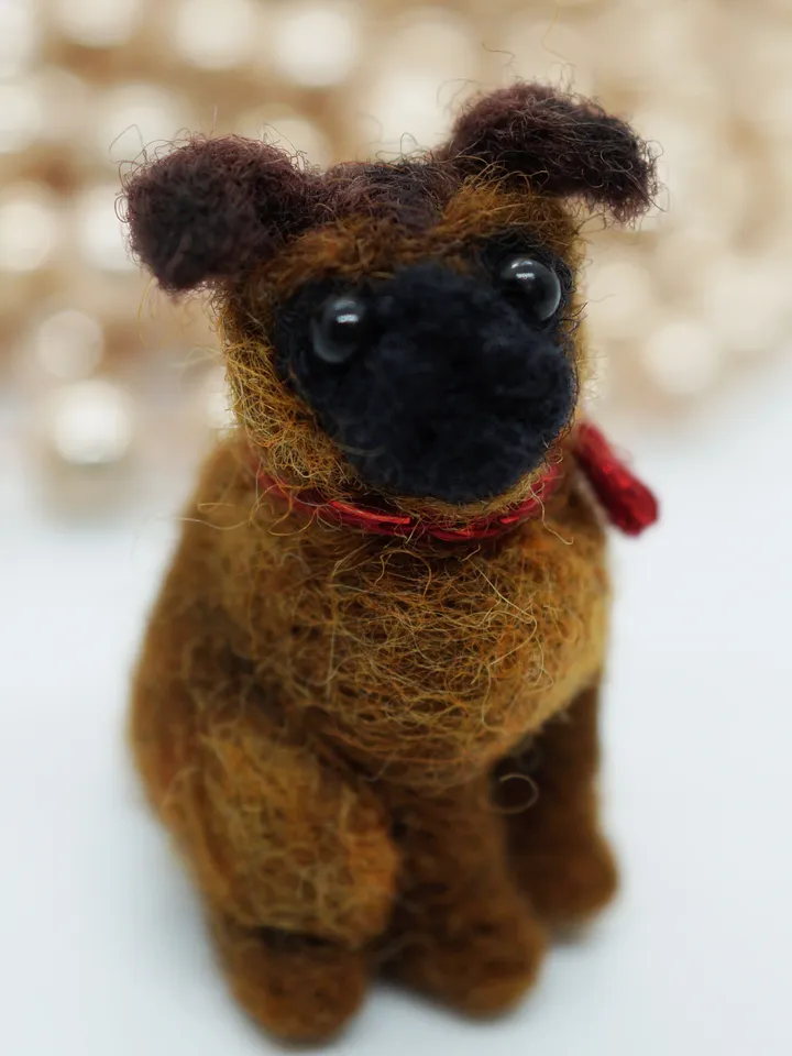 Needle felted Brussels Griffon miniature, pet portrait, tiny dog