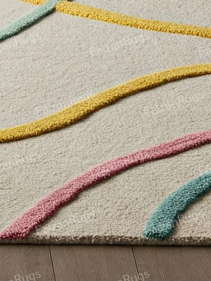 Multi-color rug, hand-tufted modern rug, handmade wool carving rug, large area rug, rugs for living room, bedroom rug, 8x10, 9x12, 10x14.