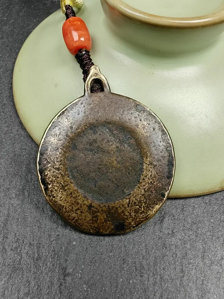 Gandhanra Old Tibetan Buddhist Amulet Badge,Shou-lao, Star of Longevity,Made of Thokcha,Protection Necklace,Spiritual Gift