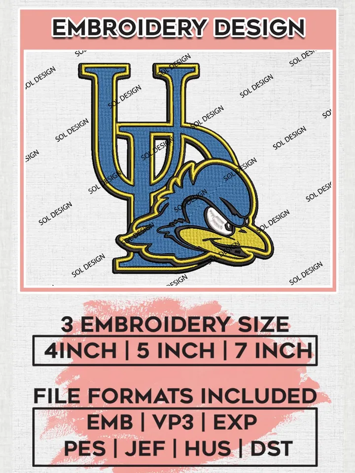 NCAA DU Blue Hens Team Logo Machine Embroidery Design, NCAA Delaware Blue Hens Team Design Design files, NCAA Team Embroidery Designs, NCAA Machine Embroidery Designs, Digital Download