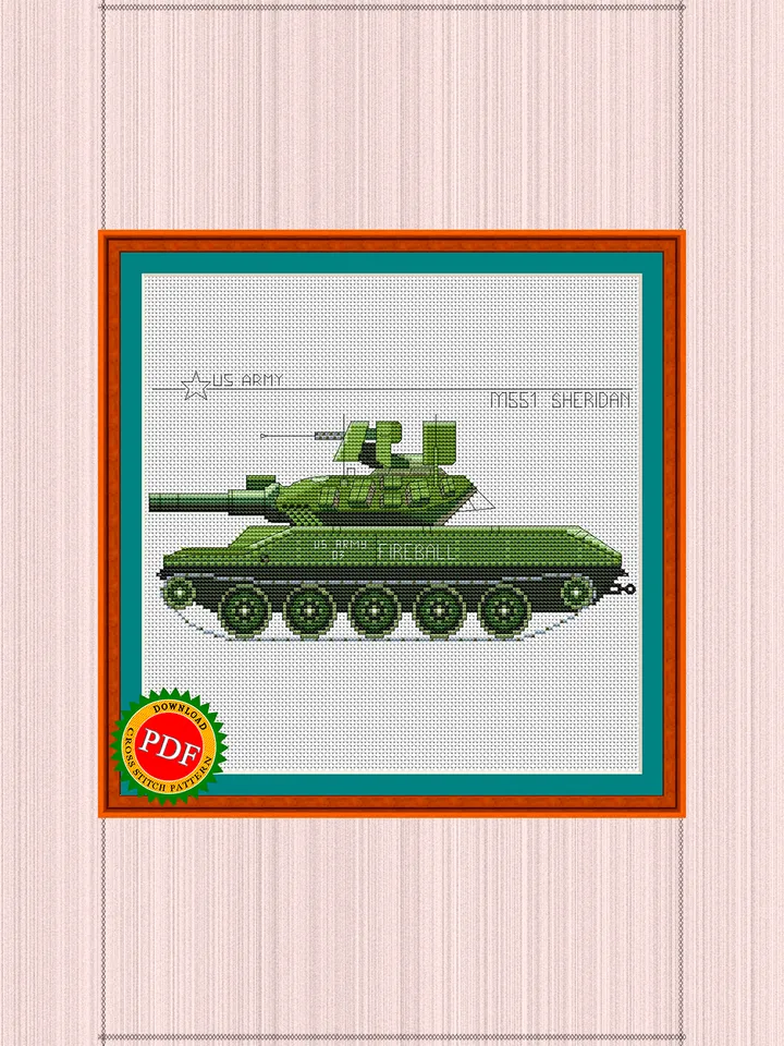 Sheridan Cross Stitch Pattern | American M551 Sheridan Tank Chart