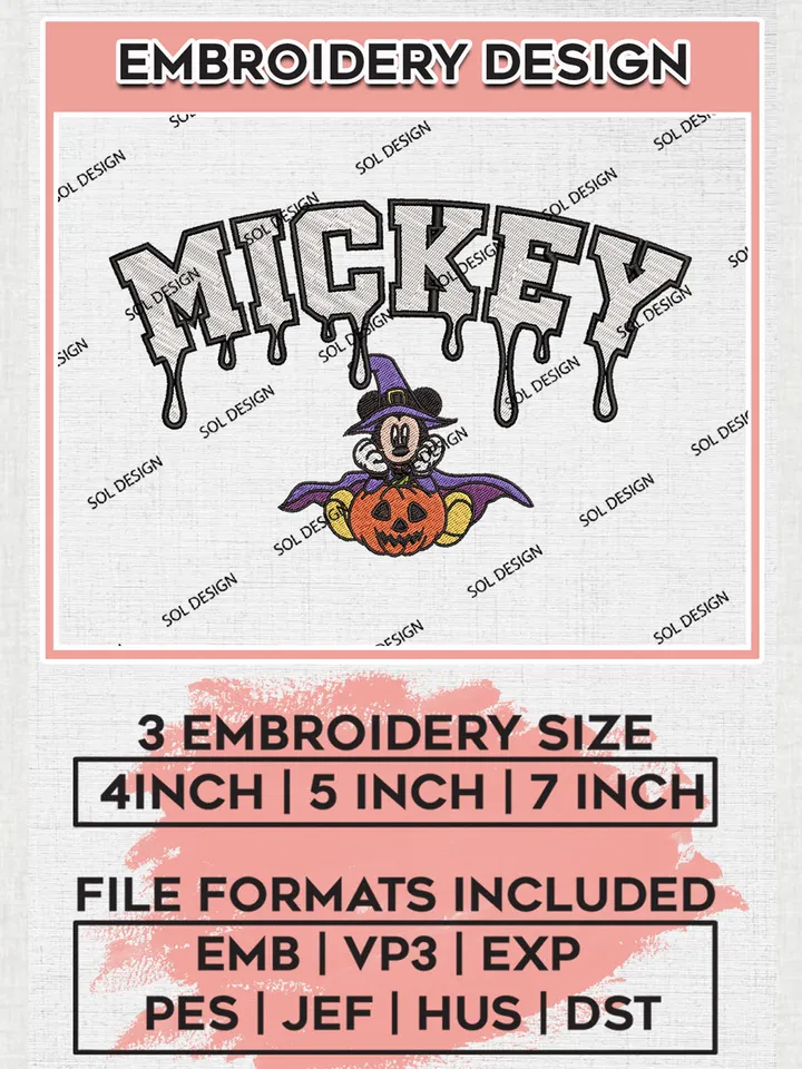 Halloween Mickey Mouse Witch Pumpkin Costume Drop Blood Name Embroidery designs, Hapy Halloween Machine embroidery designs, Bluey Character embroidery files, Trick Or Treat Machine Embroidery Digitized Pes Files, Digital Download