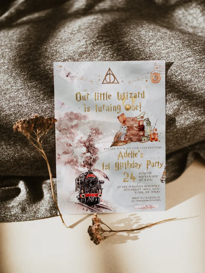 The Chosen One Invitation; Wizard Birthday Party; Magic School 1st Birthday Invitation Template; Editable Wizarding World Invitation; W8