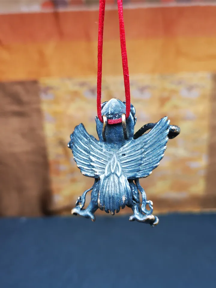 Gandhanra Antique Tibetan Buddhist Amulet Pendant,Garuda,Garula,Suparna,Golden-winged Bird,Made of Thokcha, 1.57"