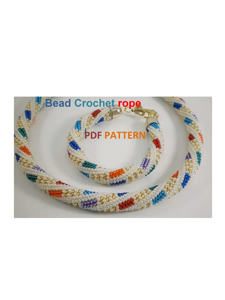 Bead Crochet Necklace Bracelet pattern,Rope bead crochet,pattern seed beads, DIY, bead jewelery, Instant Download, PDF fail