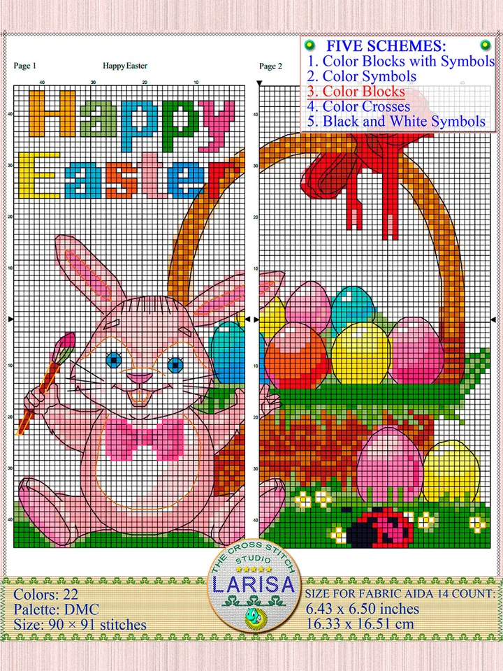 Happy Easter Cross Stitch Pattern | Easter Bunny