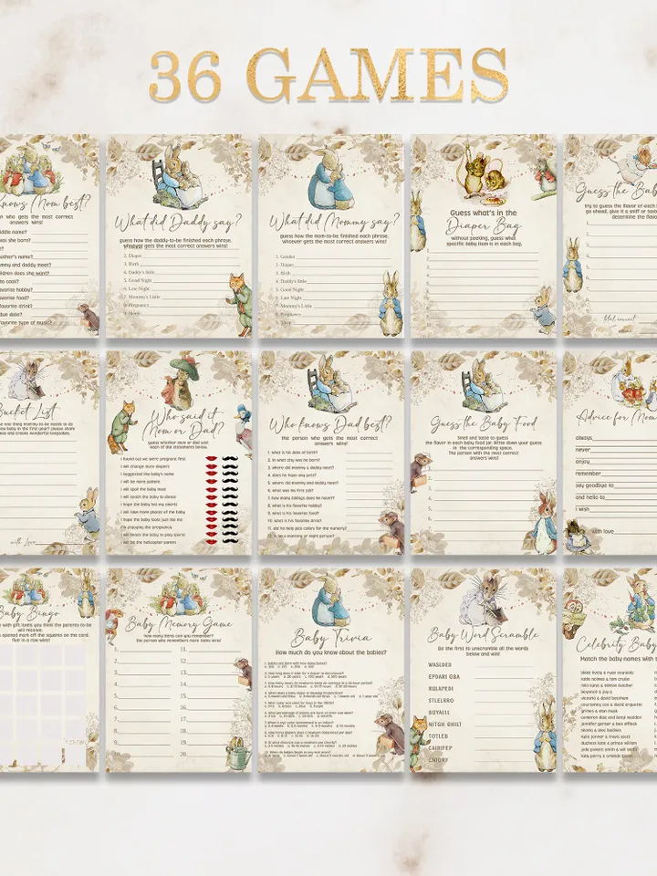 Peter Rabbit Baby Shower Games; Peter Rabbit Inspired; Printable Peter Rabbit Baby Shower Party Games; Peter Rabbit Shower Games; pr3