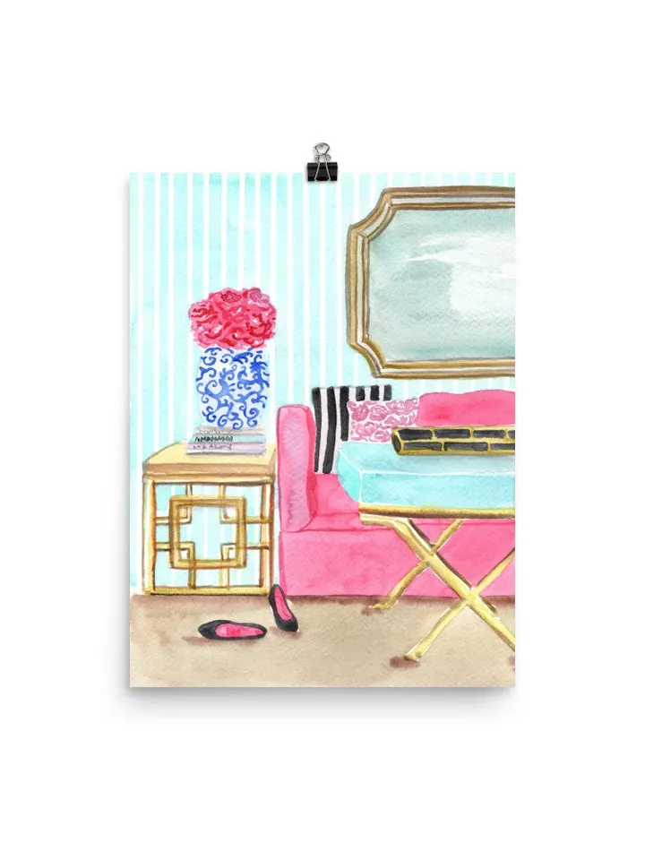 Chinoiserie Interior Painting Print, Ginger Jar Print, Sketch Art, Chinoiserie Chic Art, Pagoda Wall Art, Housewarming Gift, Sketch Art