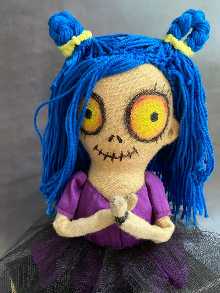 Scary doll . Halloween doll . Creepy doll . Book shelf sitter . Handmade rag doll .