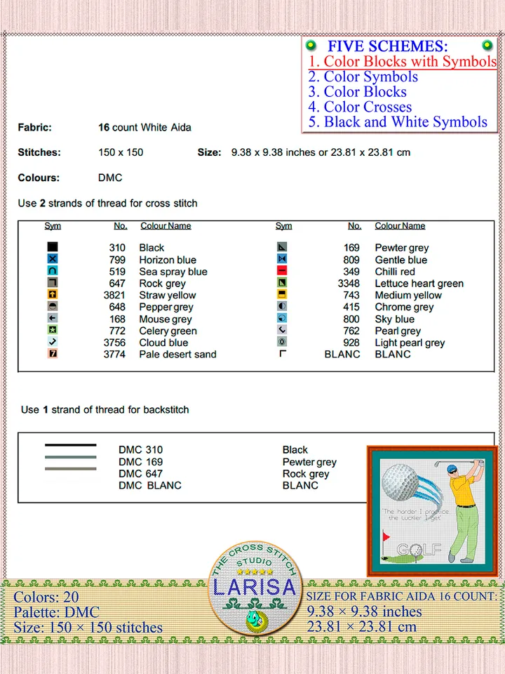 Golf Cross Stitch Pattern | Golfer | Golfing | Golf Player