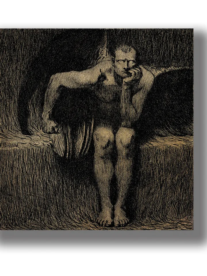 Sad angel Lucifer. The dark art of decadence. A romantic demon artwork.