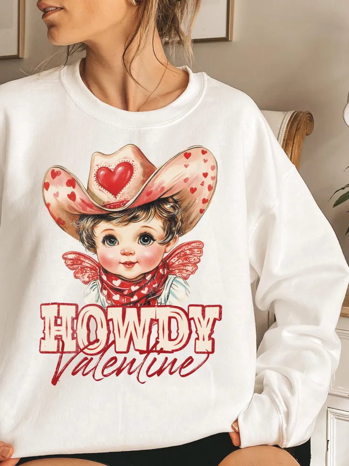 Howdy Valentine PNG, Cupid Valentines png, Western Valentines png, Retro Valentine png, Valentines png, Cupid png, Western png, Cowgirl png