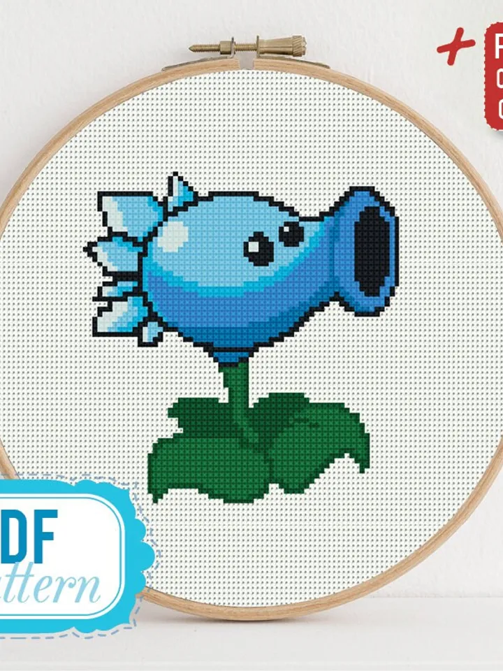 Cross stitch pattern Snow Pea Cross stitch pattern Plants vs Zombies PDF Format Instant Download Home decor Modern