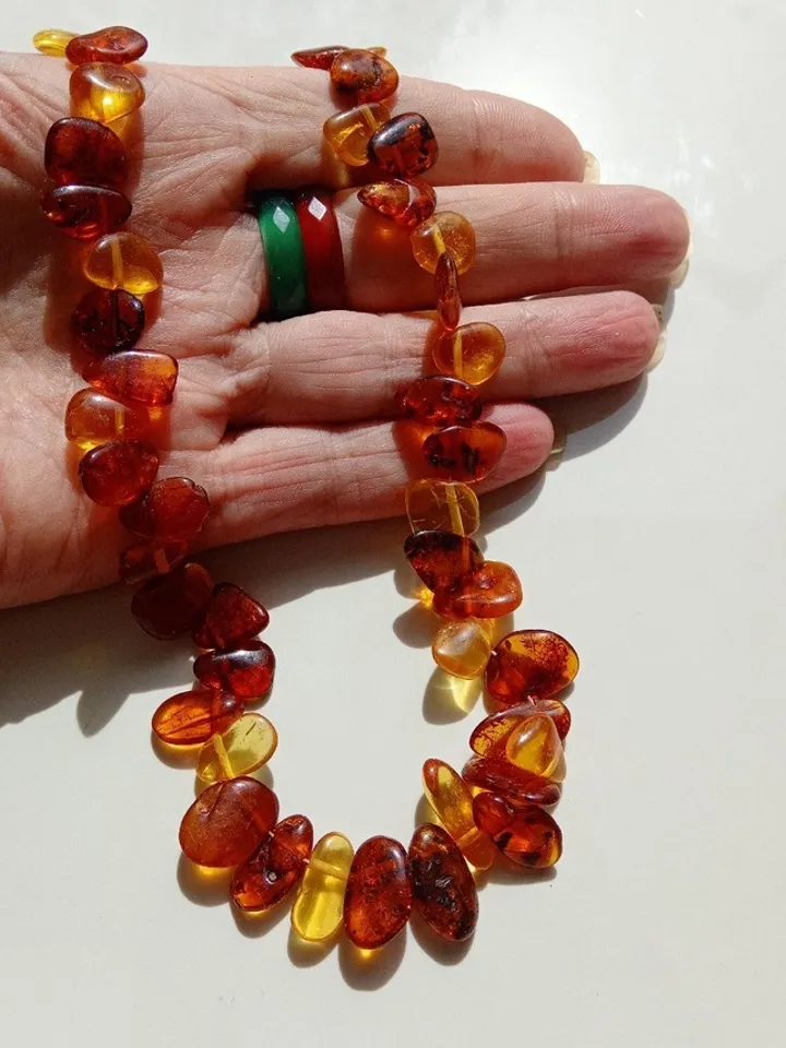 Amber Necklace Multicolor Natural Stone Baltic Amber Jewelry For Women Brown Yellow Beaded Necklace
