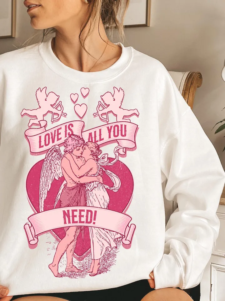 All You Need is Love Png, Retro Valentine Shirt Design, Retro Cupid png, Valentine's Day Png, Valentine Love Png , Heart xoxo png