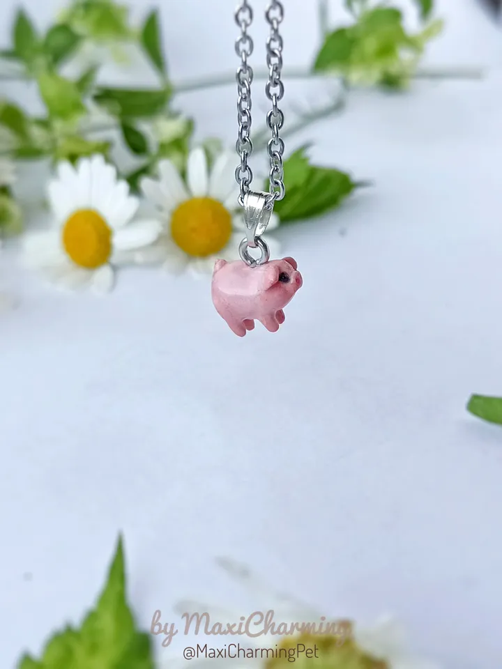 A pig necklace tiny size