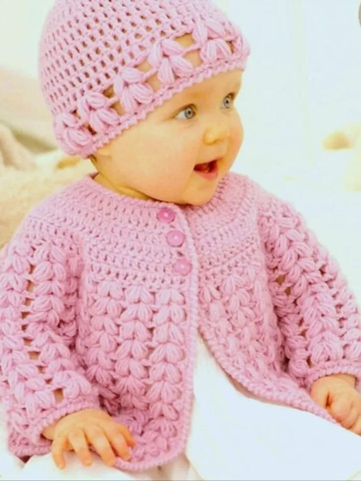 Baby cardigan crochet pattern, hat baby crochet pattern 0 months- 7 years