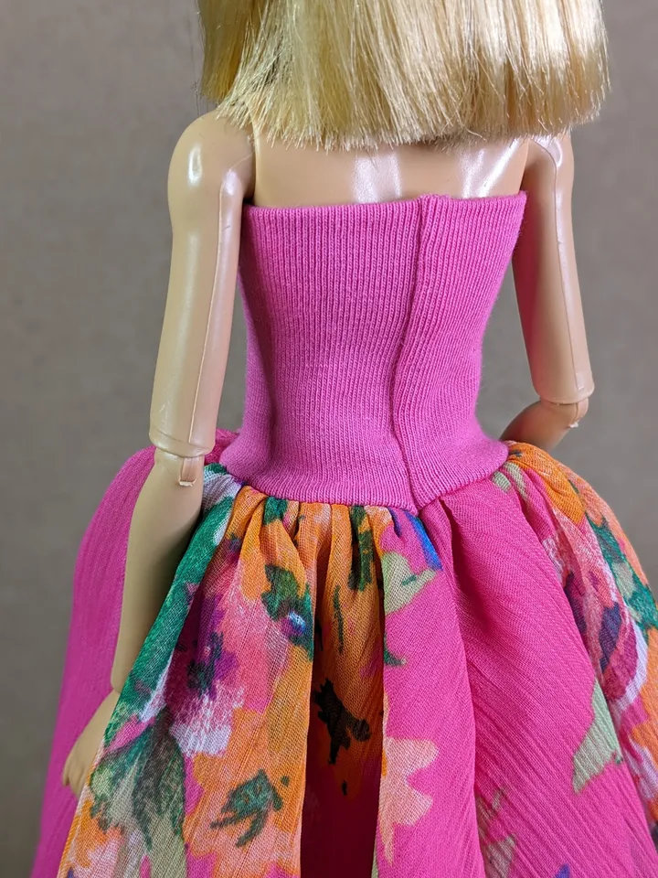 Handmade pink maxi dress for 1/6 scale fashion female dolls