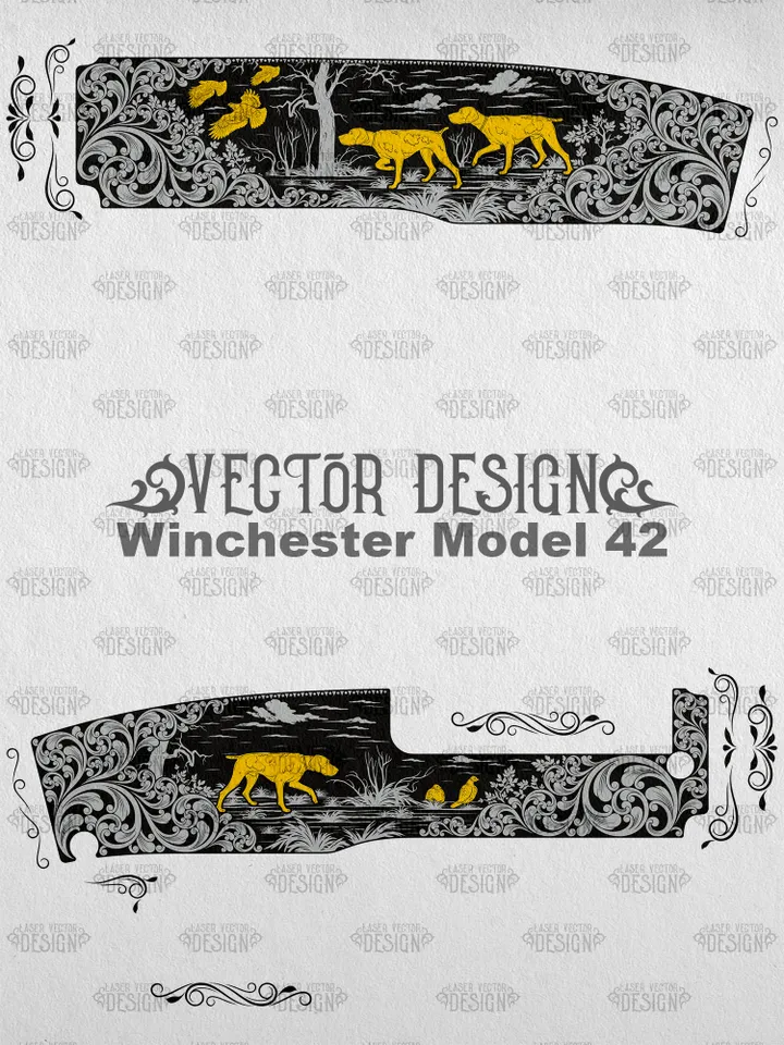 VECTOR DESIGN Winchester Model 42 Dog and birds