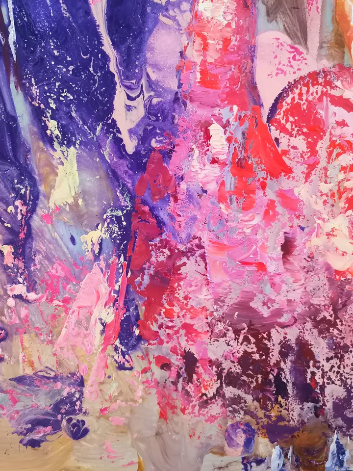 Pink Flamingo Abstract Love Art Original Oil Painting Author Artist Svinar Oksana