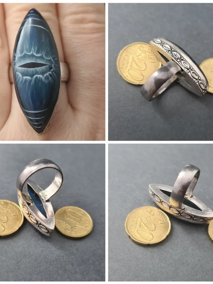 Evil eye ring Labradorite ring Dragon eye ring Aaa large labradorite ring