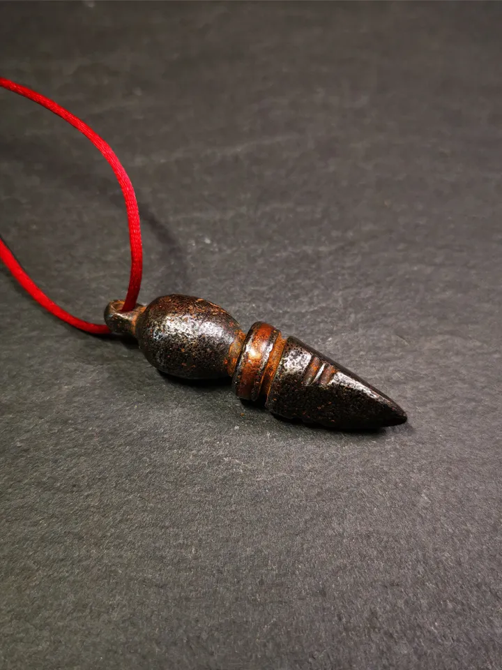 Gandhanra Handmade Skull Phurba Amulet,Kila - Dorje Phurba,Tibetan Budhist Ritual Implement Pendant,Made of Cold Iron,44mm