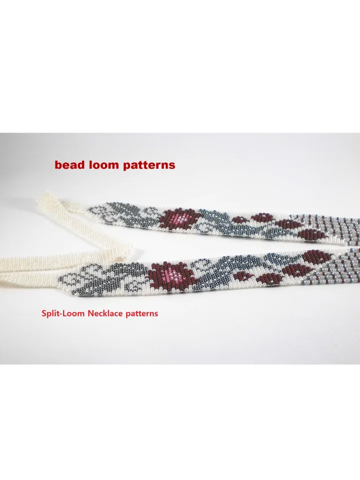 Bead loom patterns, schemes for a Gerdan-Split-Loom Necklace, Beading Loom only Pattern Instant Download, PDF