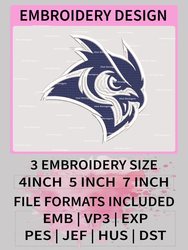NCAA Rice Owls Embroidery File, 3 Sizes, 6 Formats, NCAA Machine Embroidery Design, NCAA Logo, NCAA Teams