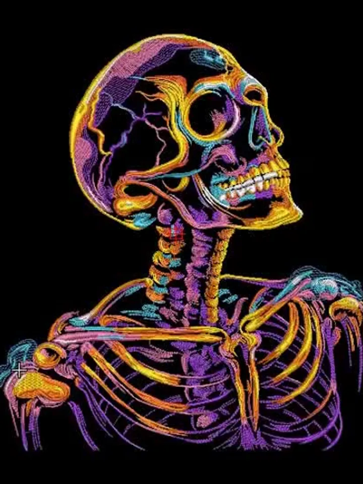 Chromatic Skull Embroidery | Digital Embroidery Design | Gothic