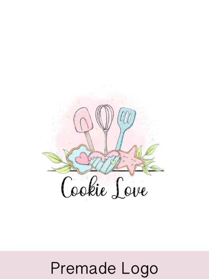 Exclusive Sugar cookie logo design, small business bakery branding, cookie bite sprinkles readymade desserts, treat shop logo