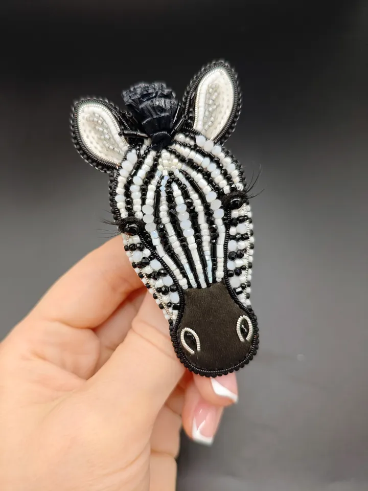 Zebra Bead Brooch