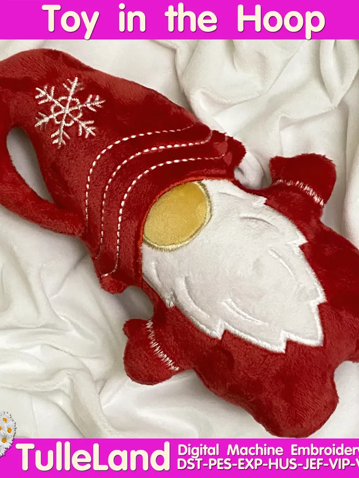 ITH Gnome Christmas toy soft stuffed in the Hoop Digital Design for Machine Embroidery
