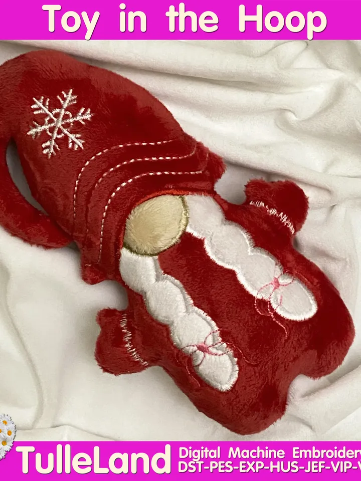 ITH Gnome Christmas toy soft stuffed in the Hoop Digital Design for Machine Embroidery