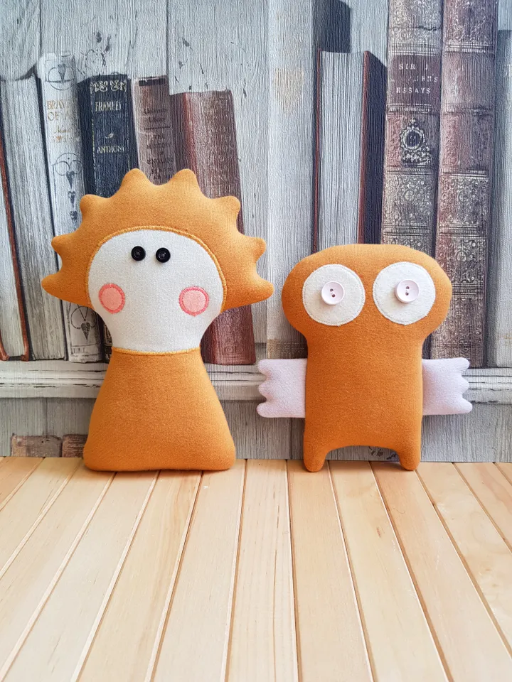 Yellow Owl sewing pattern PDF, tutorial in English, rag doll sewing diy