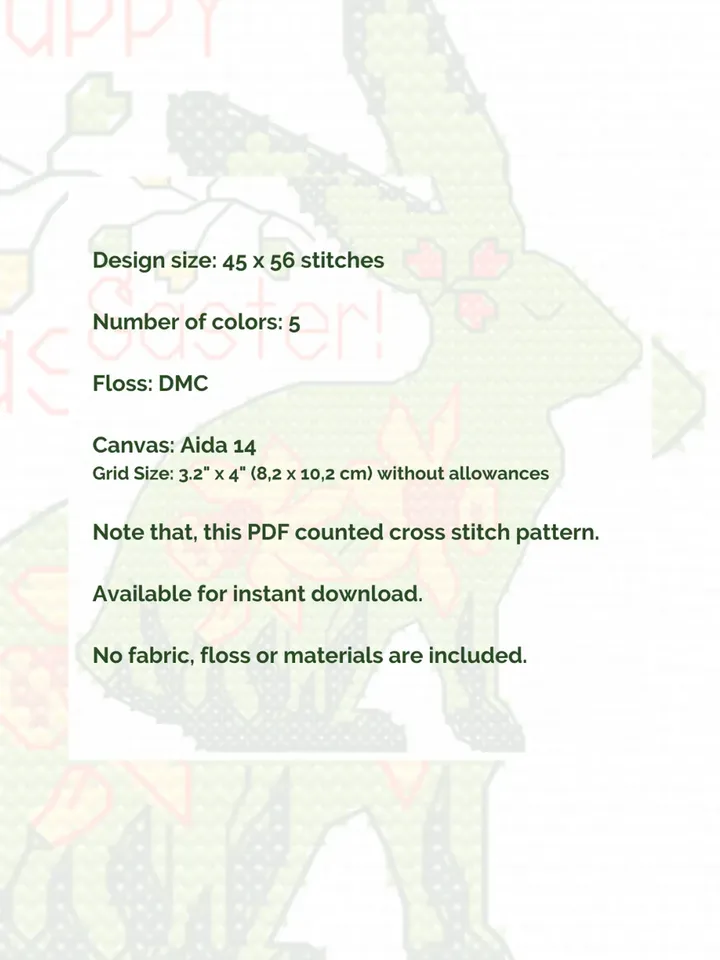 Cross stitch pattern Happy Easter, simple and easy cross stitch pattern PDF, DIY Easter gift idea, xstitch chart Easter