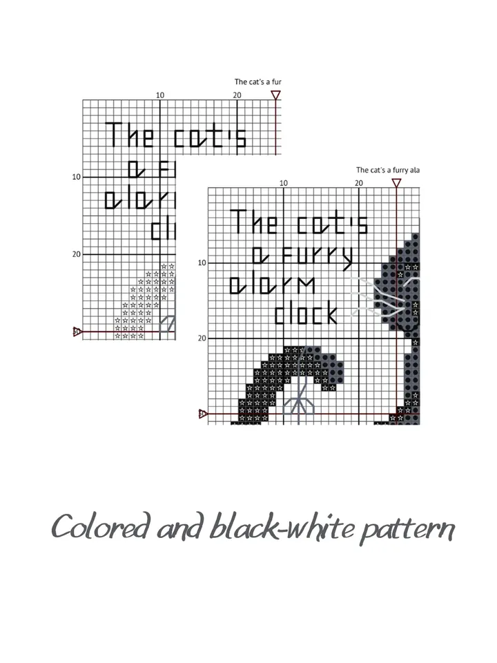 Cross stitch pattern The cat's a furry alarm clock, cross stitch pattern for beginners, cross stitch pattern Cat