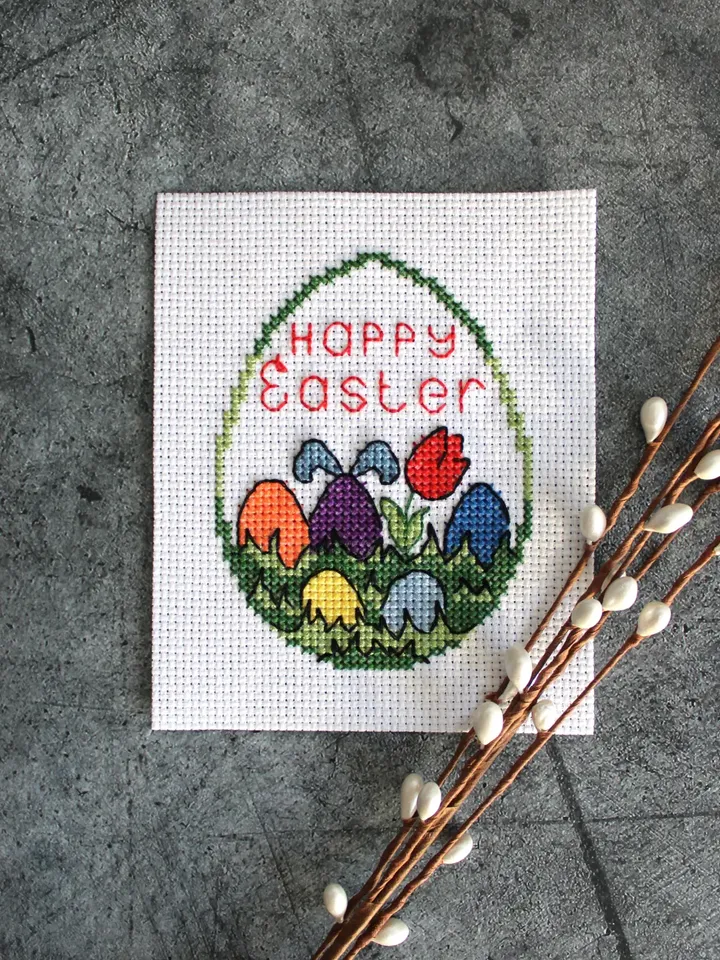 Set of 4 Easter cross stitch patterns, easy cross stitch patterns PDF, Easter gift idea DIY, patterns by JulieAndStitch