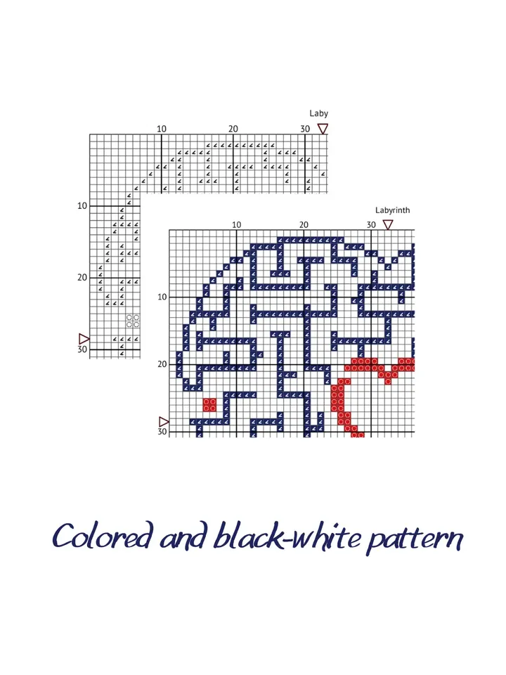 FREE Cross stitch pattern Labyrinth, easy cross stitch pattern PDF, simple cross stitch pattern for beginners
