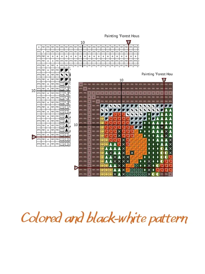 Cross stitch pattern Forest house, tiny cross stitch pattern PDF, small cross stitch chart, x stitch chart Landscape