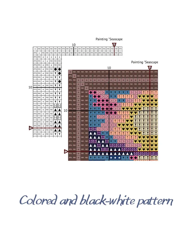 Cross stitch pattern Seascape, small cross stitch pattern PDF, tiny cross stitch chart, cross stitch pattern Miniature