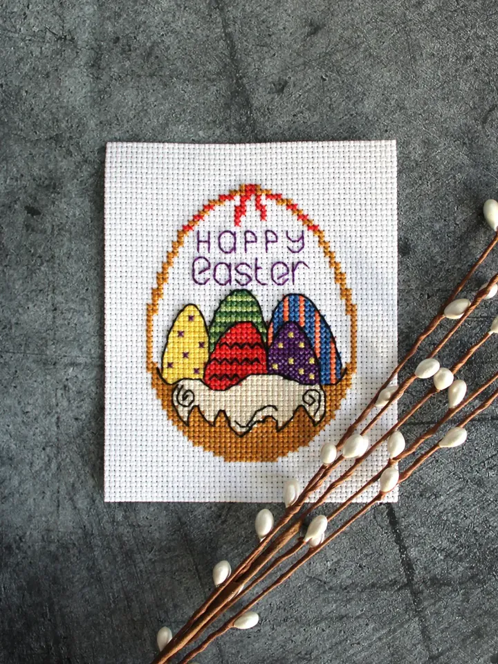 Set of 4 Easter cross stitch patterns, easy cross stitch patterns PDF, Easter gift idea DIY, patterns by JulieAndStitch