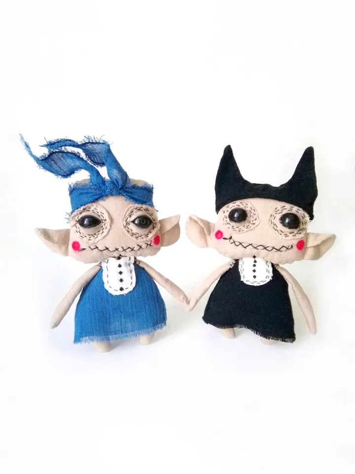 Handcrafted Art Dolls, Spooky Funny Fabric Interior Toys: One-of-a-Kind Weird Voodoo Dolls, Unique, Quirky and Whimsical. FREE SHIPPING!